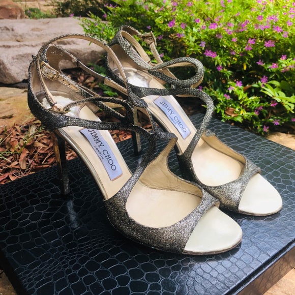 Jimmy Choo Ivette 90 Dusty Gold Heels - Picture 1 of 7